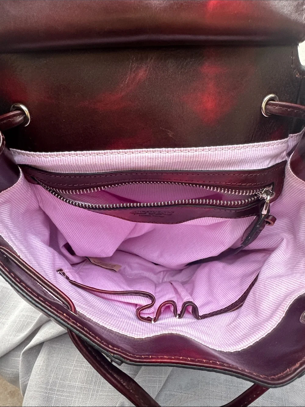 Old Trend Modern Vintage Distressed Burgundy Leather Backpack